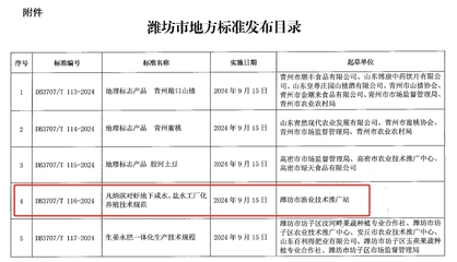 《DB 3707/T 116-2024 凡納濱對(duì)蝦地下咸水、鹽水工廠化養(yǎng)殖技術(shù)規(guī)范》發(fā)布 推動(dòng)技術(shù)推廣的關(guān)鍵一步